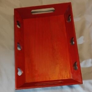Red Vanity Tray with Glossy Finish and Raised Edges